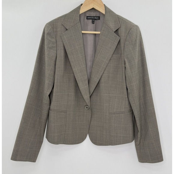 Lafayette 148 Blazer Wool Check Career Suit Jacket Sz 12 Professional Old Money - Picture 1 of 11